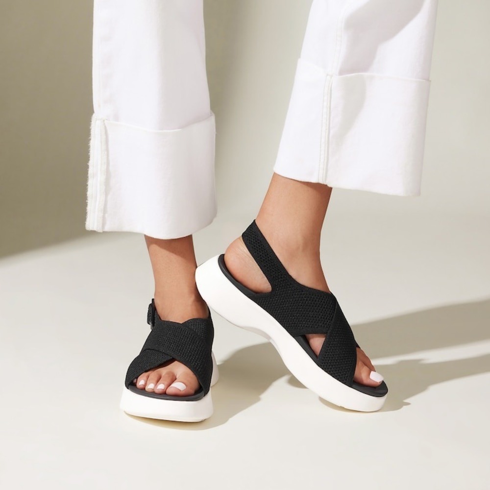 VIVAIA Comfortable Black Cross Strap Platform Sandals Women's Shoes US/9.5